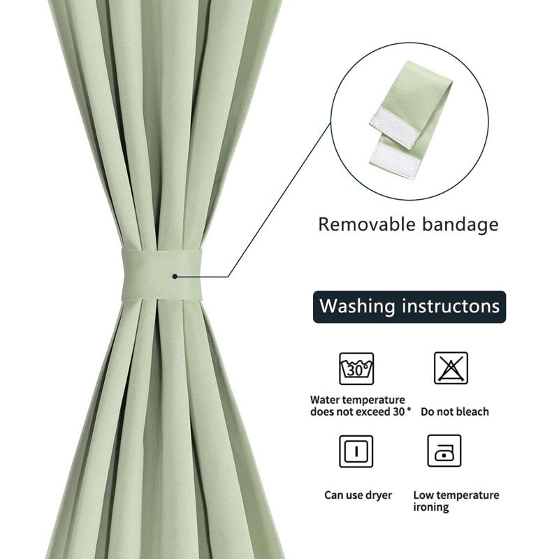 Solid Window Curtain Panel Light Green 25x40 Inches - Blackout Privacy Drapes