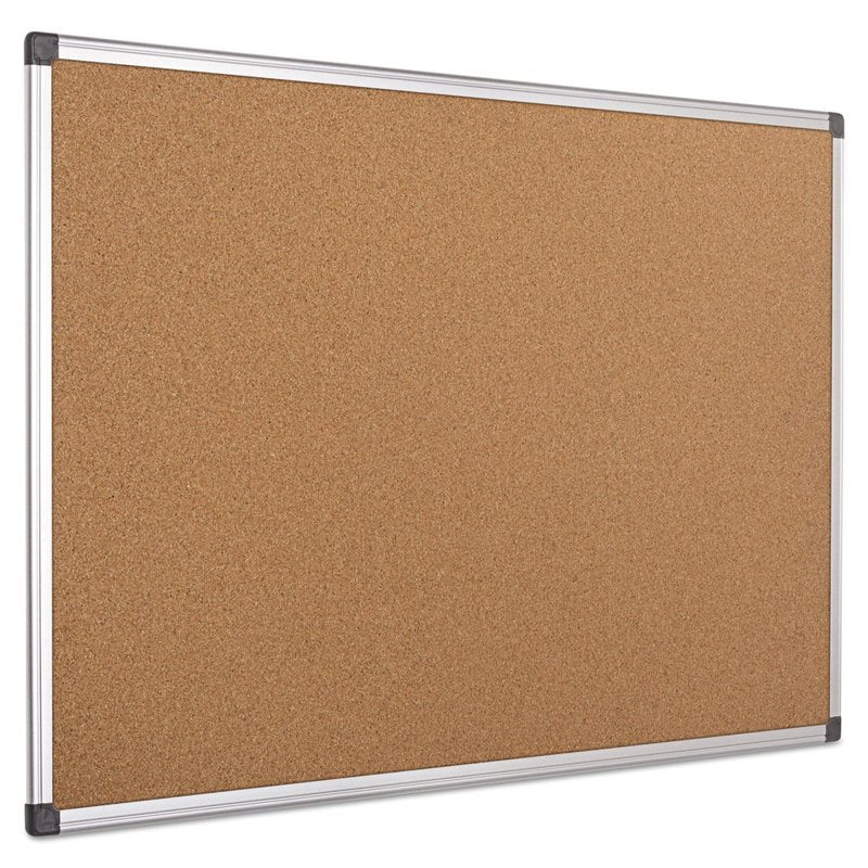 24-Inch x 36-Inch Cork Bulletin Board with Aluminum Frame - Tan/Silver
