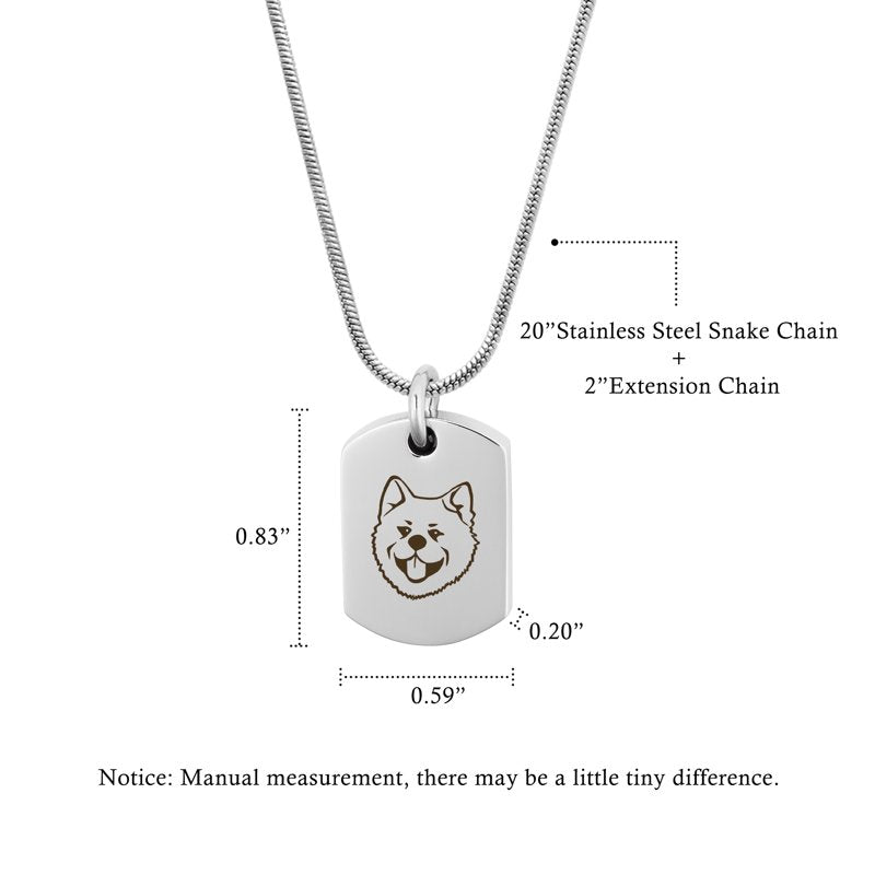 Pet Cremation Necklace for Ashes - Stainless Steel Dog Tag Memorial Jewelry