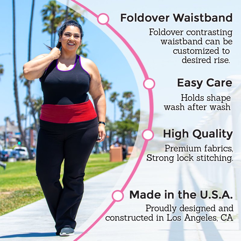 Women's Foldover Yoga Pants - Comfortable Stretchable Lounge & Workout Wear