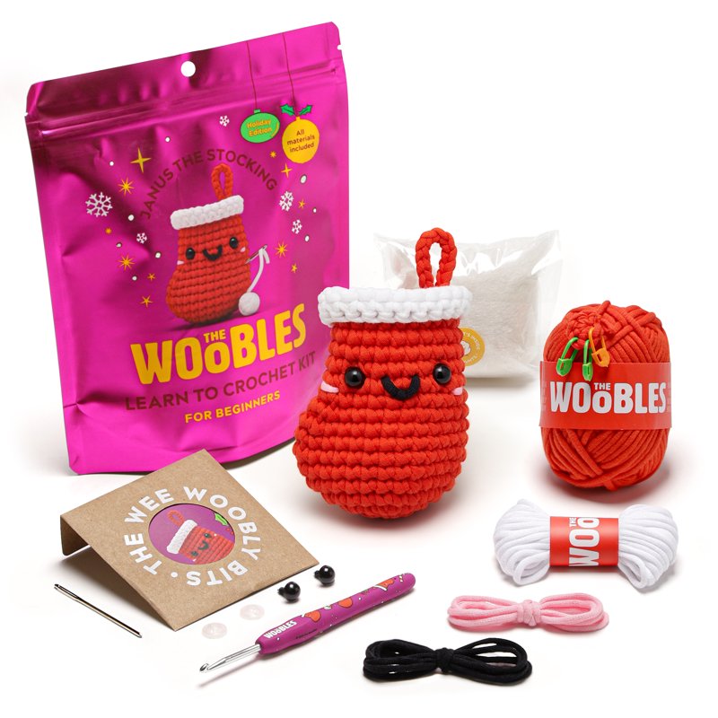 Beginner Crochet Amigurumi Kit for Kids & Adults - Holiday Craft Set with Yarn & Hooks