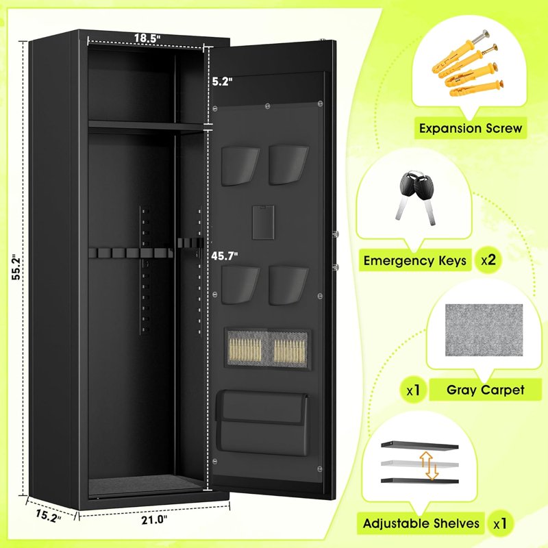 Quick Access Weapon Safe with Adjustable Shelf and Locking System