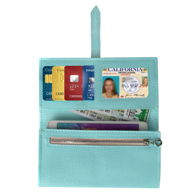 Vegan Leather Wallet with Belt Strap and Phone Compartment - Multiple Colors