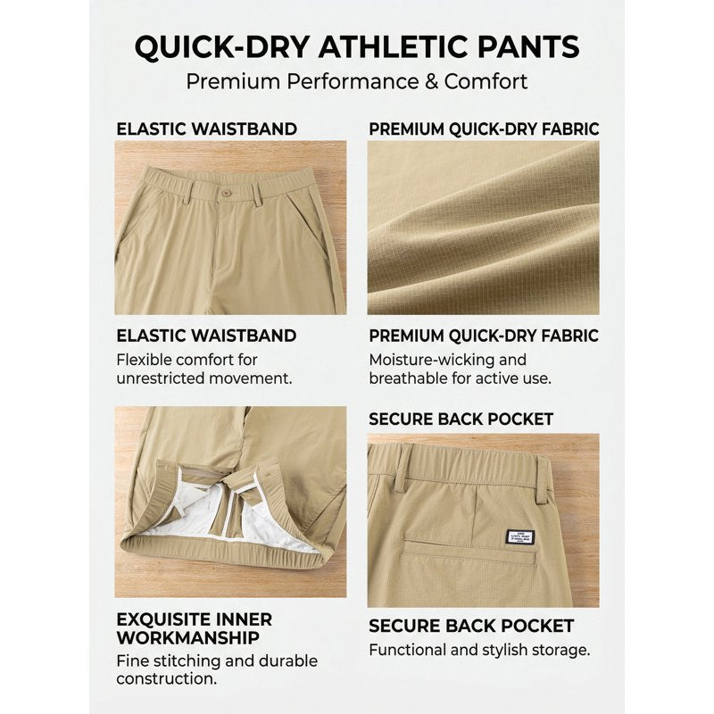 Men's Lightweight Golf Pants with Quick Dry & 4-Way Stretch – Casual Athletic Trousers