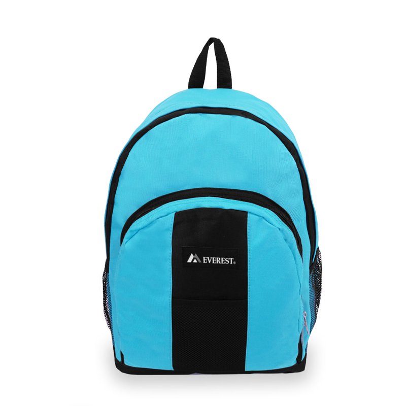 Unisex 17-Inch School Backpack with Multiple Pockets - Turquoise/Black