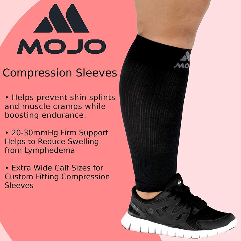 Plus Size Compression Calf Sleeves 20-30mmHg Support for Men & Women