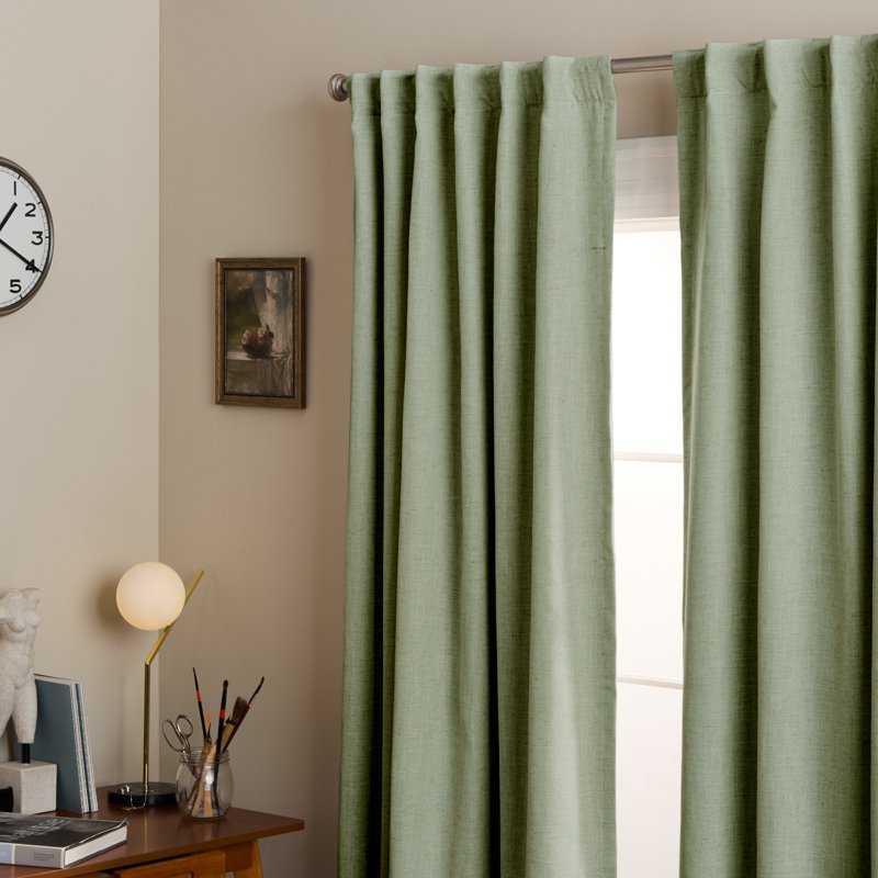 Indoor Blackout Linen Texture Curtains 2-Pack with Energy Saving Lining
