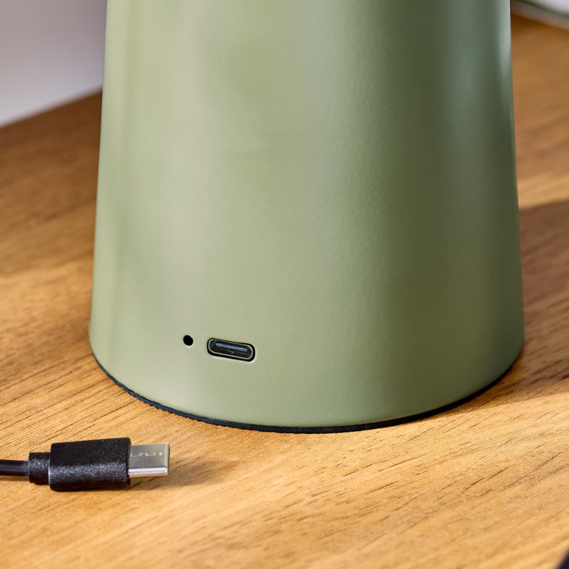 Rechargeable LED Table Lamp with Touch Dimming & Color Settings - Green Dome, 12 Inch