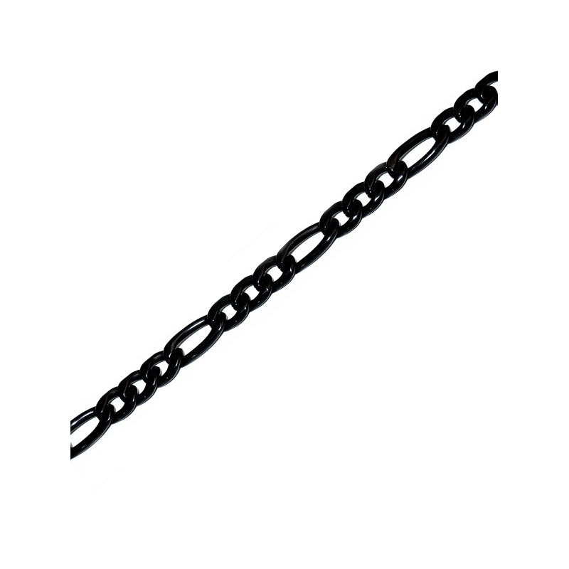 Men's Black Steel Figaro Link Chain 24 Inch - Large Bold Men’s Necklace