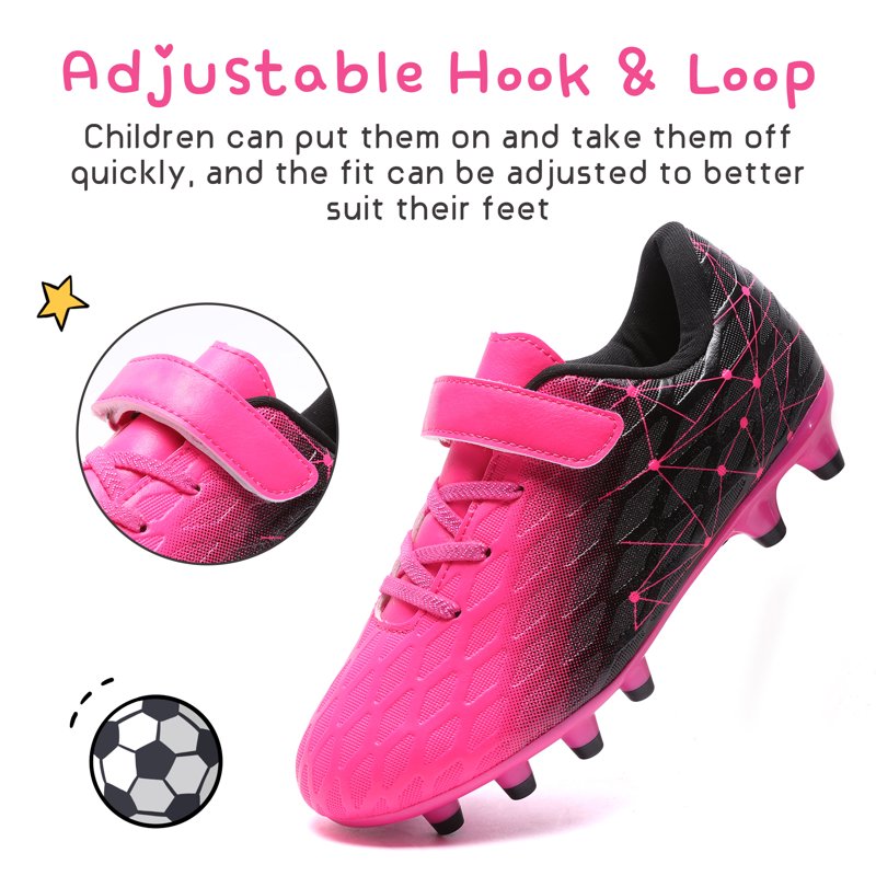 Kids Firm Ground Soccer Cleats - 11.5 Little Kid, Black & Fuchsia