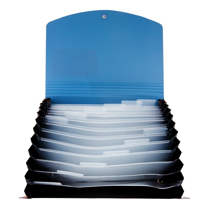 Poly Expanding File Folder with 12 Pockets - Blue/Black Letter Size