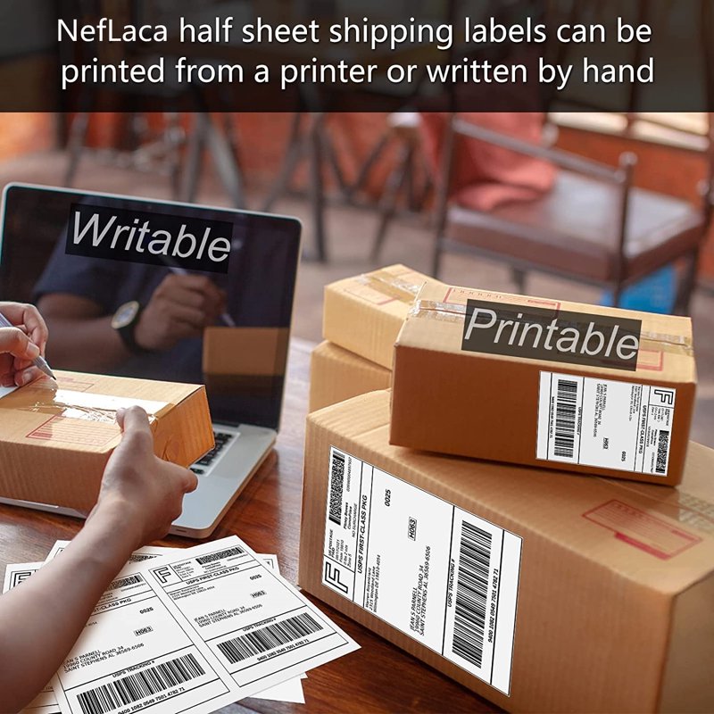 Self-Adhesive Shipping Labels for Laser & Inkjet Printers - 8.5 x 5.5 Inches, 500 Labels