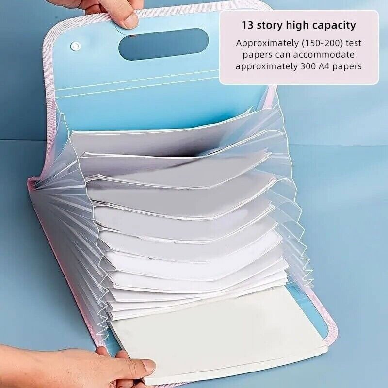 Vertical Expanding File Folder Organizer with 13 Pockets - A4 Letter Size Document Storage