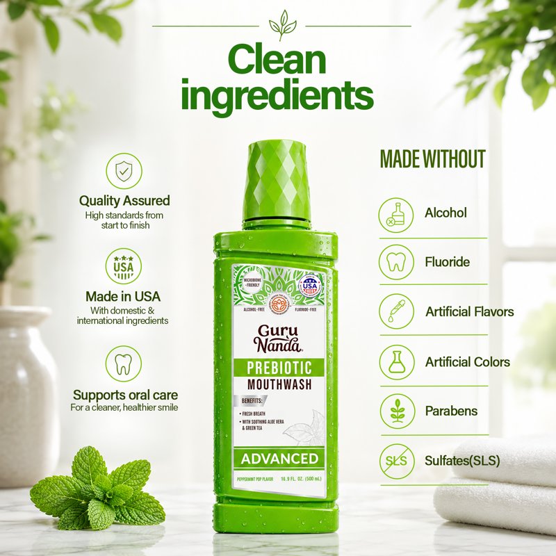 Prebiotic Alcohol-Free Mouthwash with Peppermint - 16.9 fl oz
