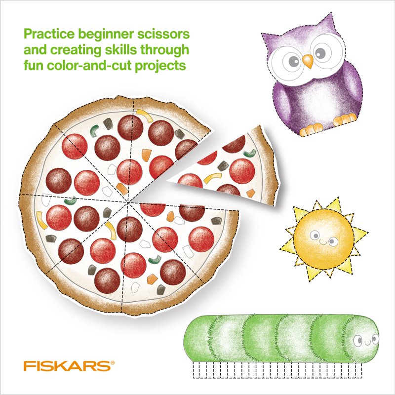 Kids Arts and Crafts Training Scissors & Activity Book Set - Safe Cutting Skills for Ages 3+