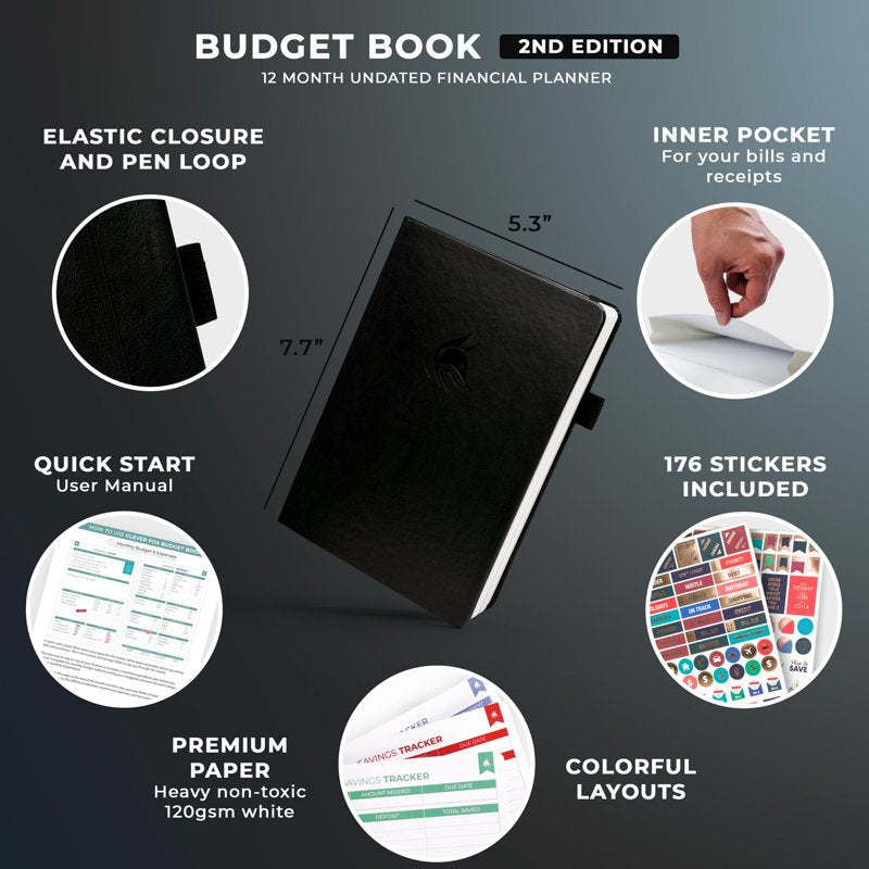 Financial Planner Organizer & Expense Tracker Notebook - Compact Budget Book for Personal Finance
