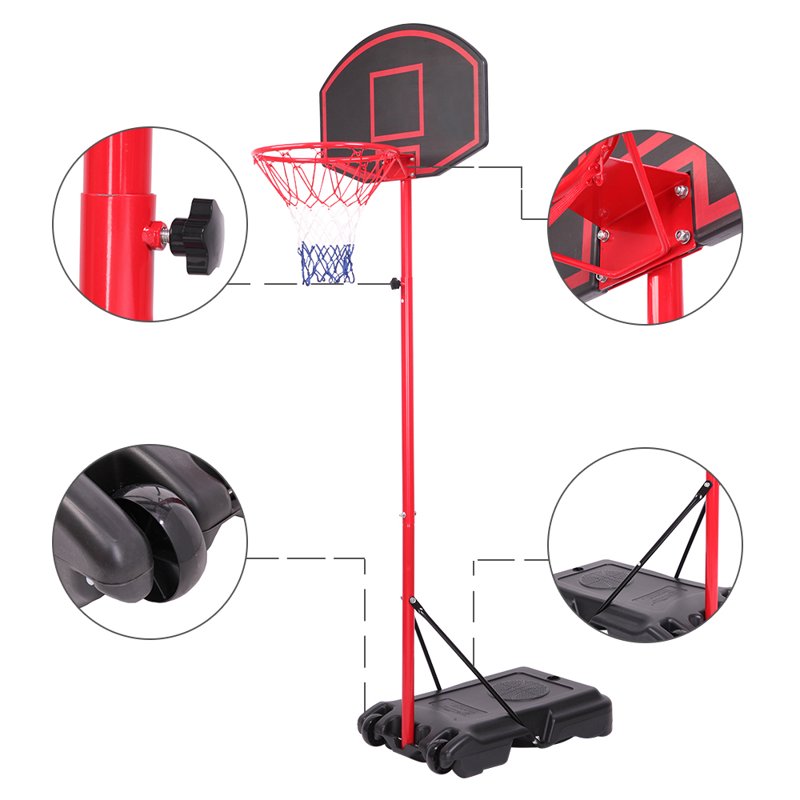 Adjustable Portable Basketball Hoop System with Wheels for Indoor Outdoor Kids & Teens