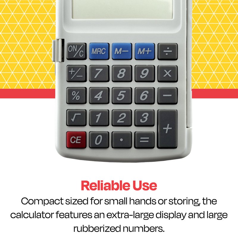 School Smart 8-Digit LCD Dual Power Pocket Calculator with Protective Cover