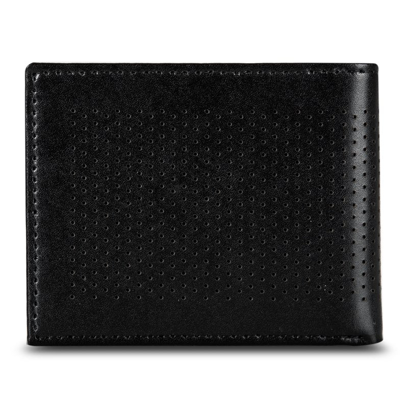 Men's Leather Perforated Bifold Wallet with RFID Protection