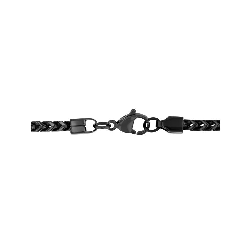 Men's Black Stainless Steel Franco Chain Necklace - Durable & Stylish