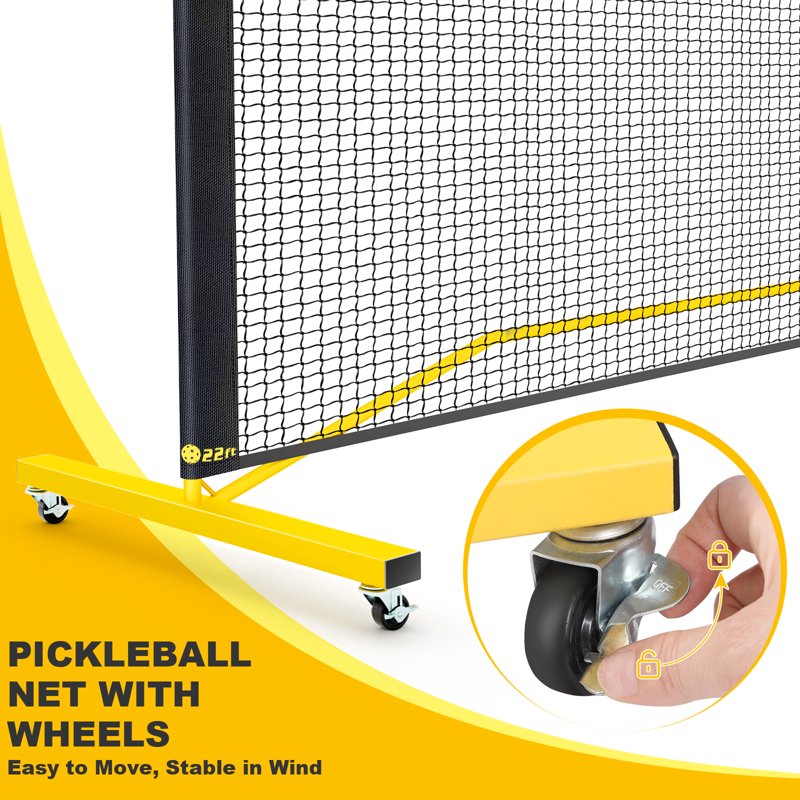 Portable Pickleball Net System with Wheels for Full and Half Court Play