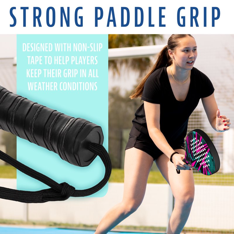 Padel Racket Set with 2 Fiberglass Rackets, Balls & Carrying Case