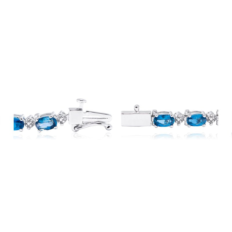 Sterling Silver Birthstone Tennis Bracelet with Diamond Accents for Women