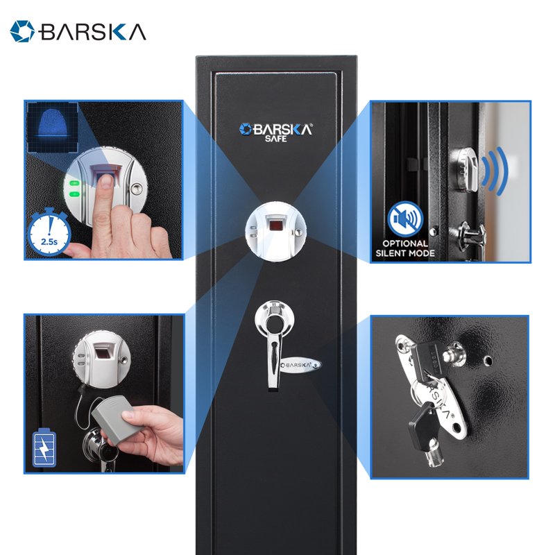 Biometric Gun Safe - Quick-Access Rifle Safe with Fingerprint & Steel Construction