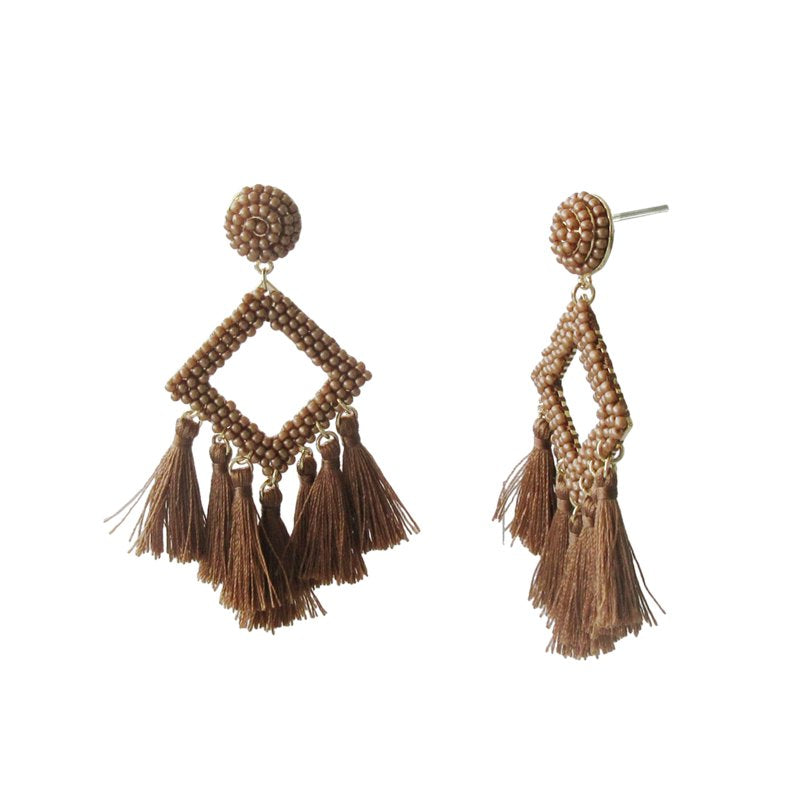 Boho Chic Tassel Earrings Set - Women's Hypoallergenic Hoop & Geometric Styles