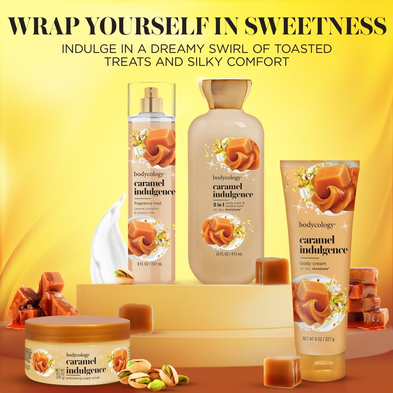 Bodycology Exfoliating Sugar Scrub Caramel Indulgence 4 Pack 10.5 oz