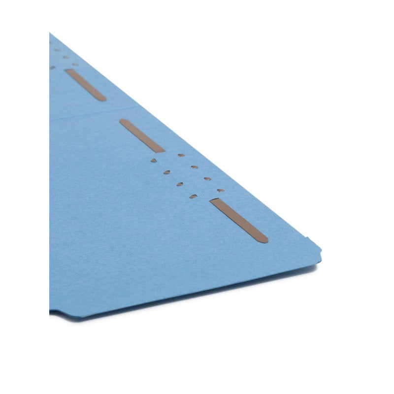Reinforced Tab File Folders with Fasteners - Blue, Legal Size, 50 Pack