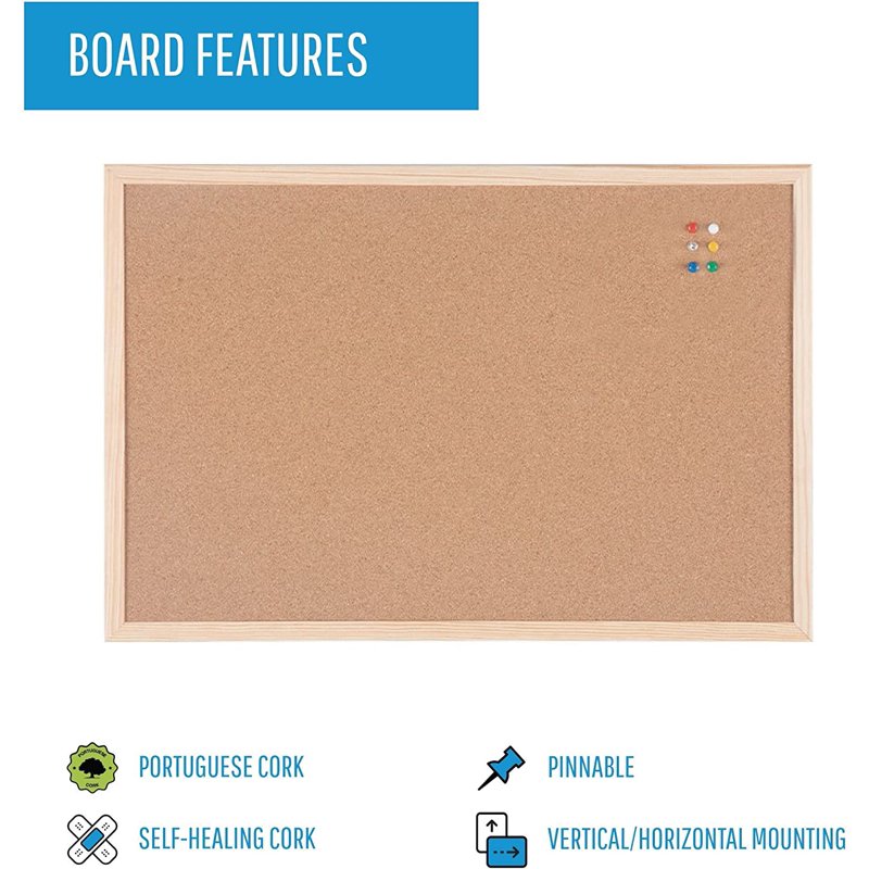 12x18 Inch Cork Bulletin Board with Wood Frame - Self-Healing Surface
