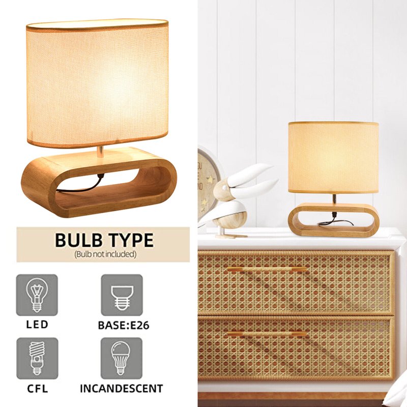 Portable Modern Bedside Table Lamp Dimmable E26 40W Nightstand Light