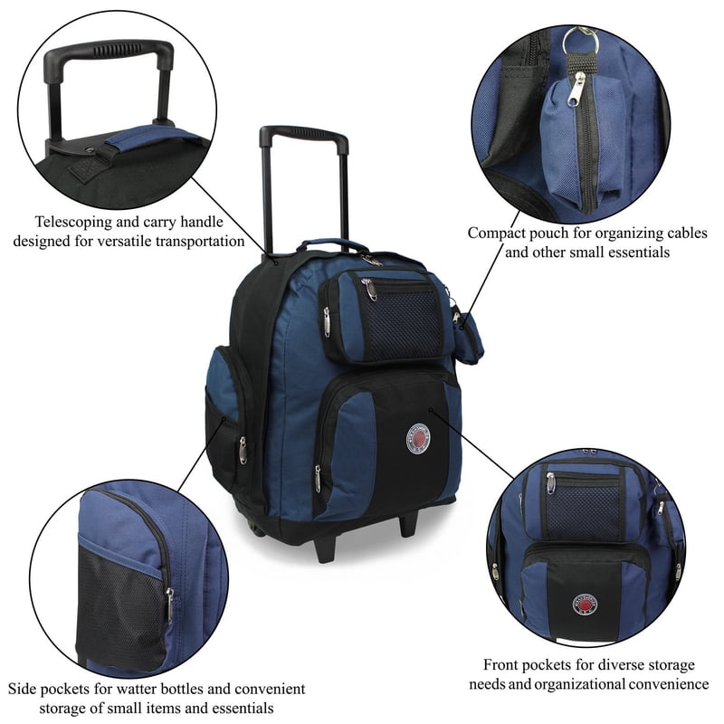 22-Inch Travel Rolling Backpack Airline Approved Durable Carry-On Bag