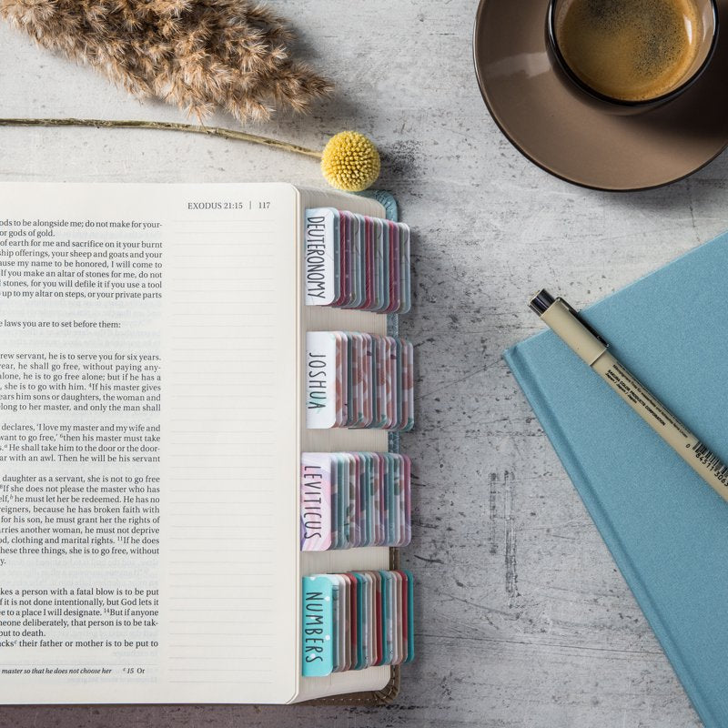 Bible Index Tabs Set with 66 Book Tabs and 18 Blank Tabs - Laminated, Easy to Apply