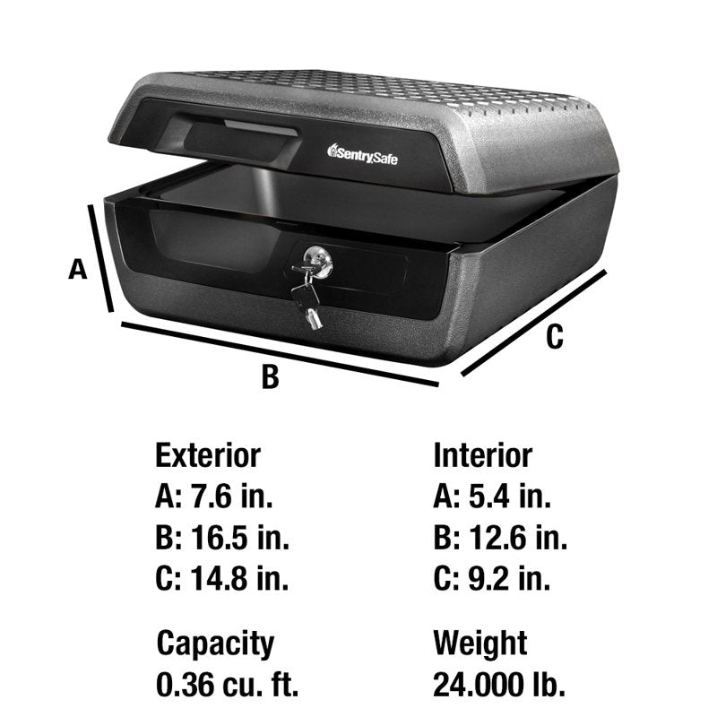 Fireproof Water-Resistant Safe with Key Lock 0.36 Cu Ft for Home & Office