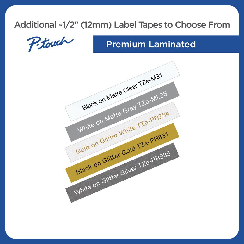 Brother Laminated Adhesive Labeling Tape 1/2" W Black on White 2 Pack