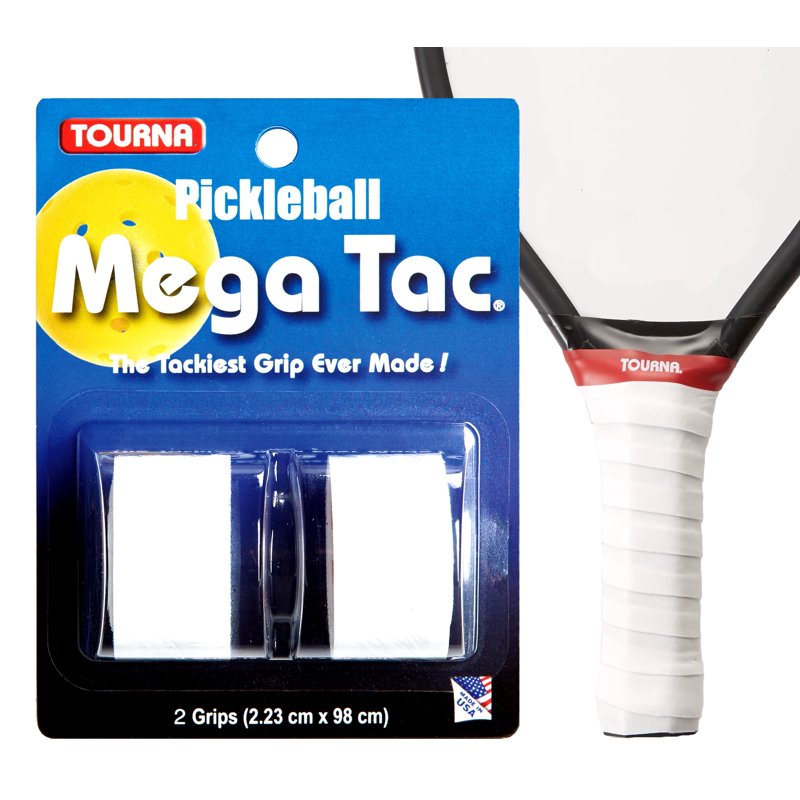 (2 Pack) Tourna Mega Tac Overgrip - Pickleball, White