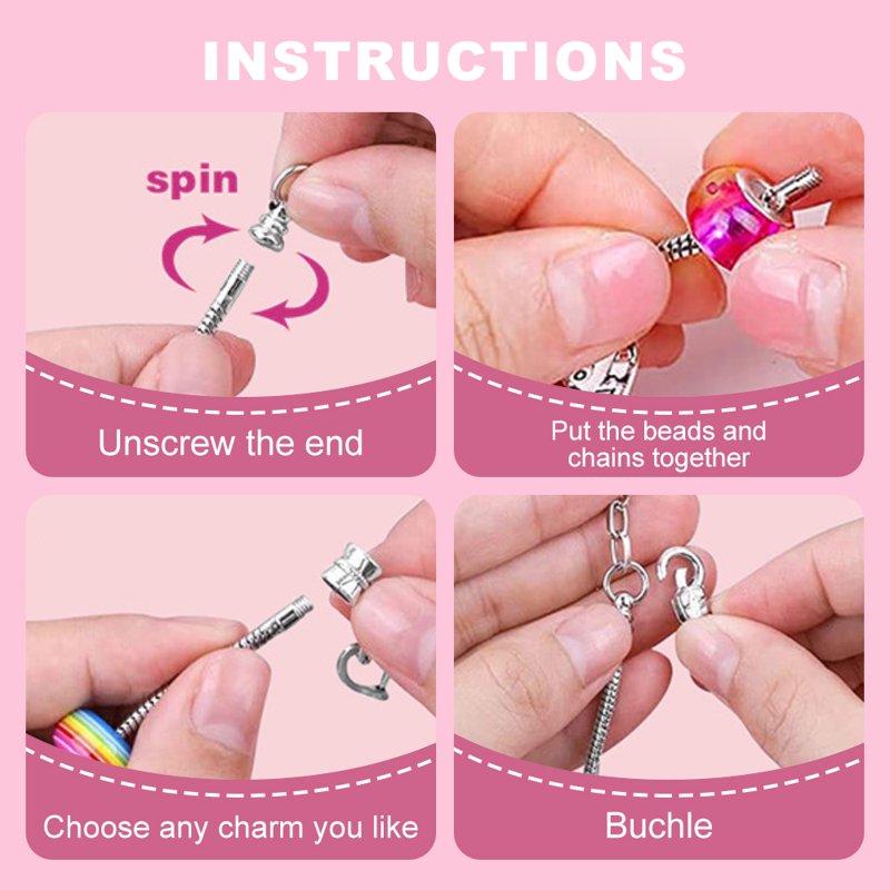 Jewelry Making Kit with Charms Beads and Bracelets - Kids DIY Craft Set