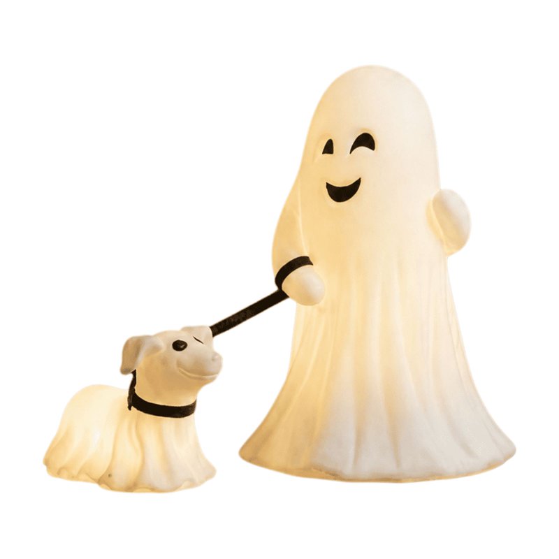 Halloween Ghost with Dog Night Light - Cute LED Desk Lamp for Indoor Outdoor Decor