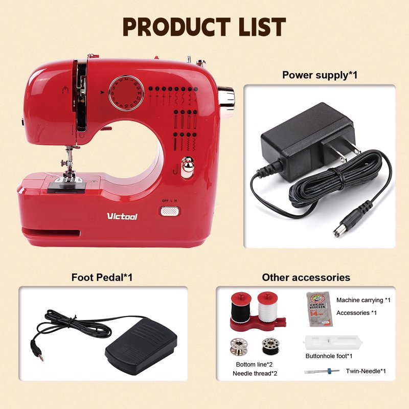 Mini Sewing Machine with 16 Stitches Portable Electric for Beginners Home DIY
