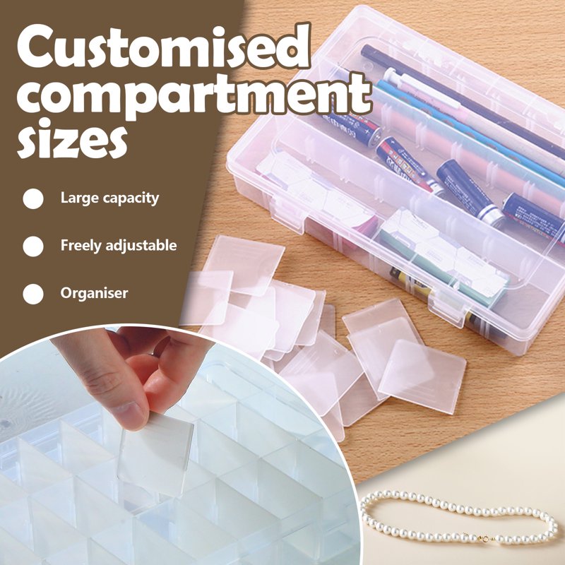 24-Grid Bead Organizer Box with Removable Dividers for Jewelry Craft Storage