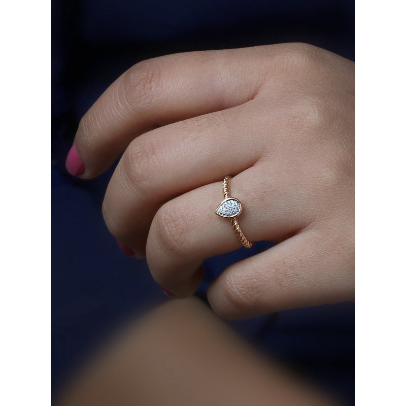Sterling Silver Pink Tone Diamond Cluster Promise Ring - Pear Shape, 1/20 Ct TDW