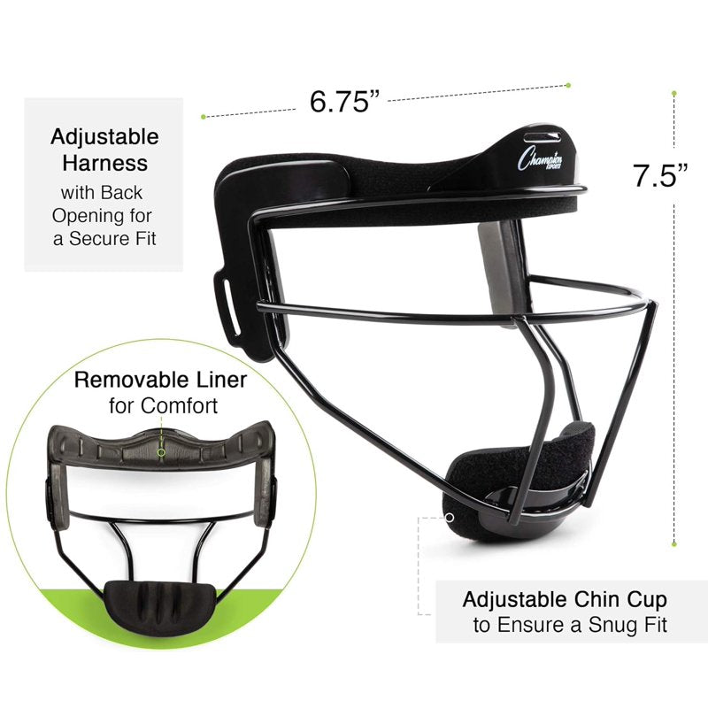 Steel Softball Face Mask for Adults - Fielders Mask with Adjustable Fit & Wide Vision