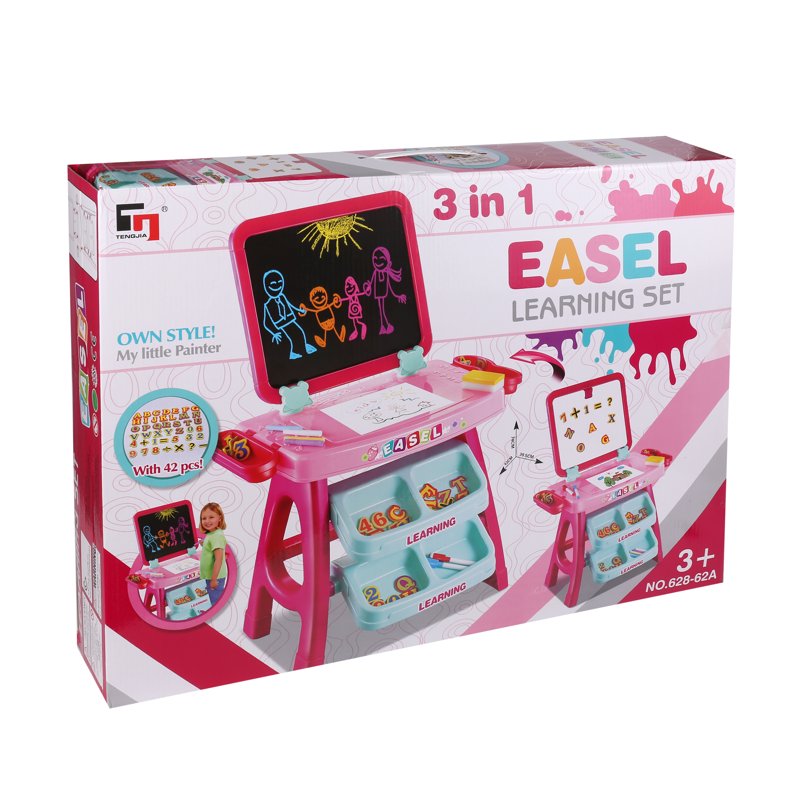 Kids Magnetic & Chalkboard Activity Desk - Double-Sided Whiteboard with Letters and Numbers