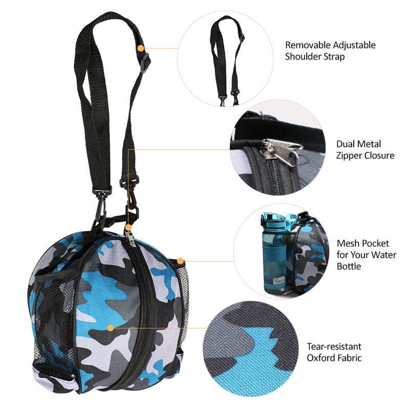 Sport Ball Shoulder Bag for Basketball, Soccer, Volleyball - Water-Resistant