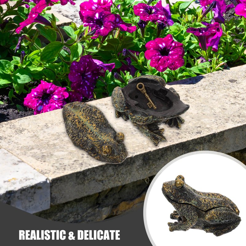 Garden Key Hider Box Frog Design Weatherproof Resin Outdoor Safe