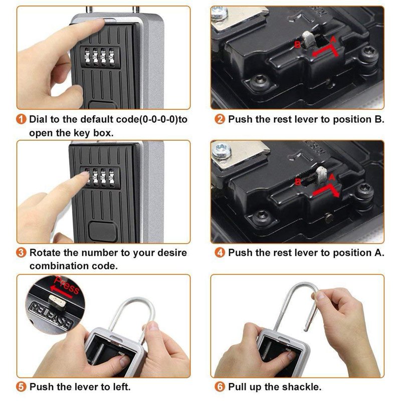 Weatherproof Key Lock Box with Combination Code Wall Mount Outdoor Indoor Safe