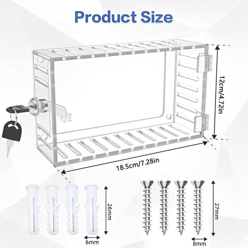 Universal Thermostat Lock Box with Key - Clear Acrylic Cover, Large Wall Mount Protector