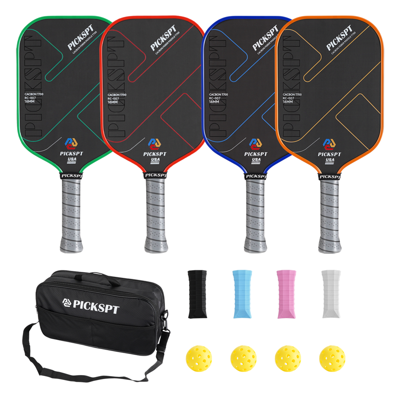 Orange 2-Paddle Pickleball Set, USAPA Approved, 16mm Carbon Fiber Core